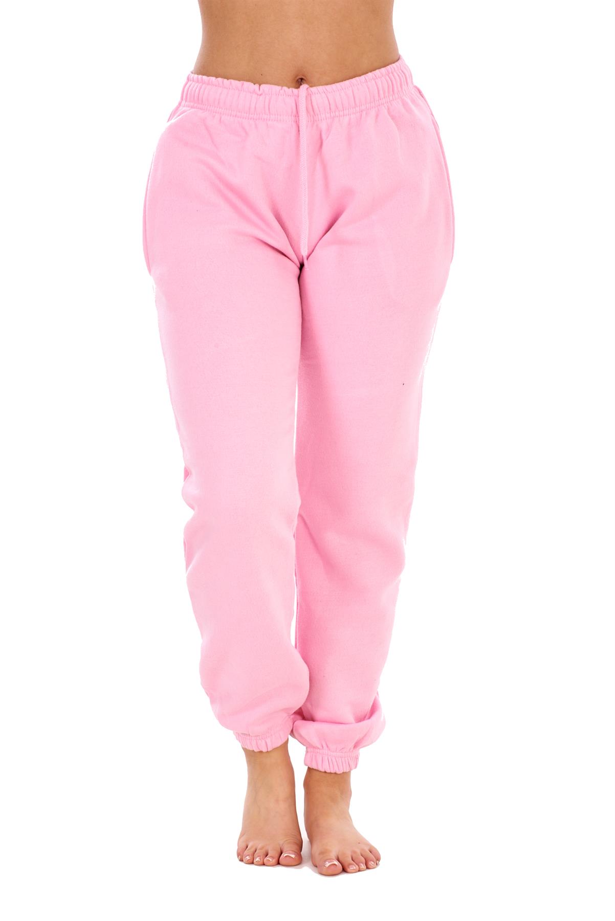 Womens Basic Fleece Joggers Regular Tracksuit Bottom Cuffed Ankle Cotton Blend - Picture 43 of 56