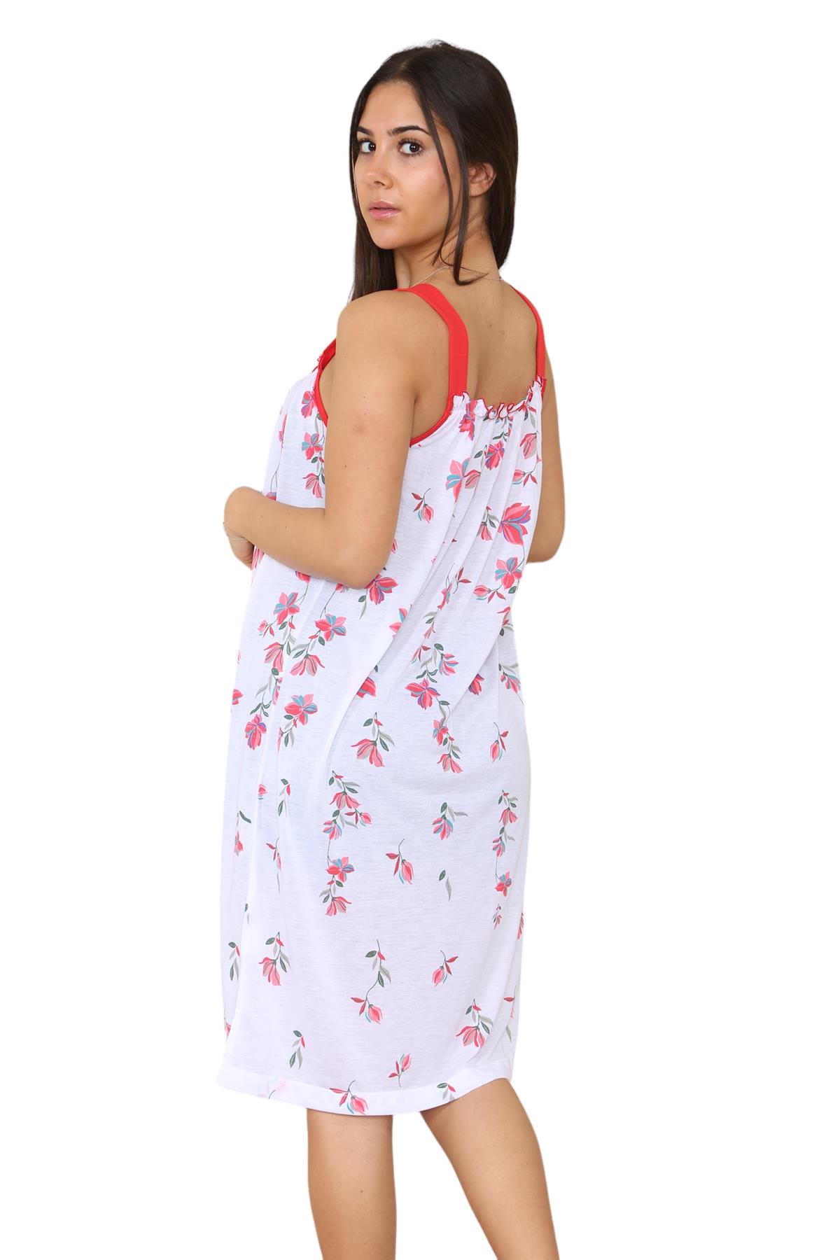 Ladies Strappy Nightdress Short Floral Cotton Sleeveless Lingerie Nightwear M3XL - Picture 35 of 39