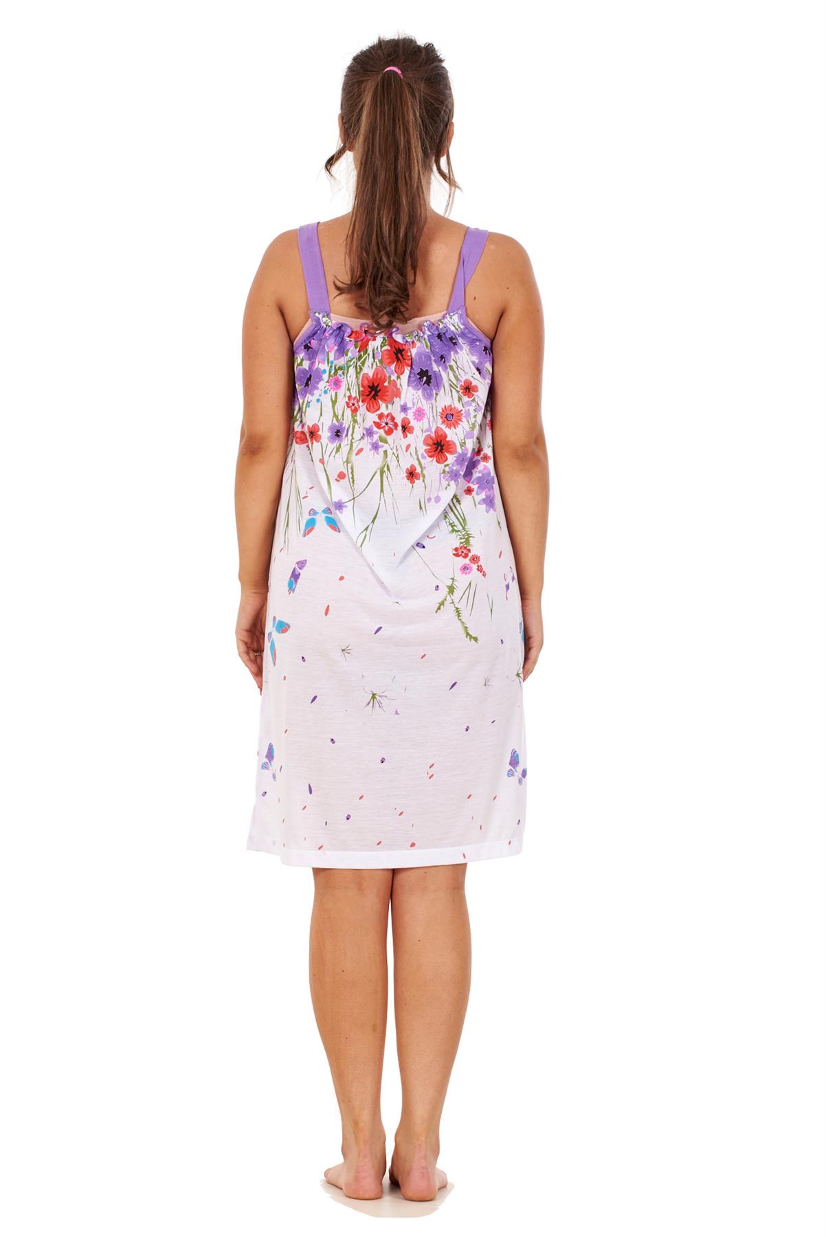 Ladies Sleeveless Nightdress Poppy Floral Cotton Short Nightwear M to 3XL - Picture 14 of 43