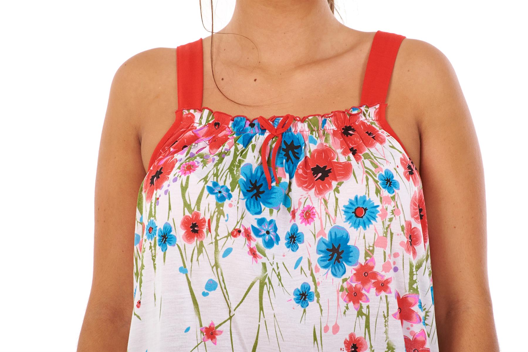 Ladies Sleeveless Nightdress Poppy Floral Cotton Short Nightwear M to 3XL - Picture 38 of 43