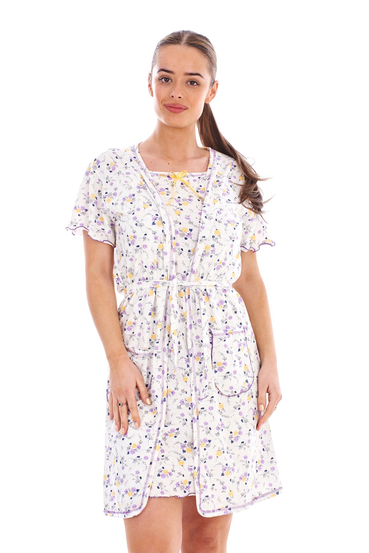 Cotton Nightgown Strap Nightshirt Pockets Robe Ladies Twinset Lounge Set eBay