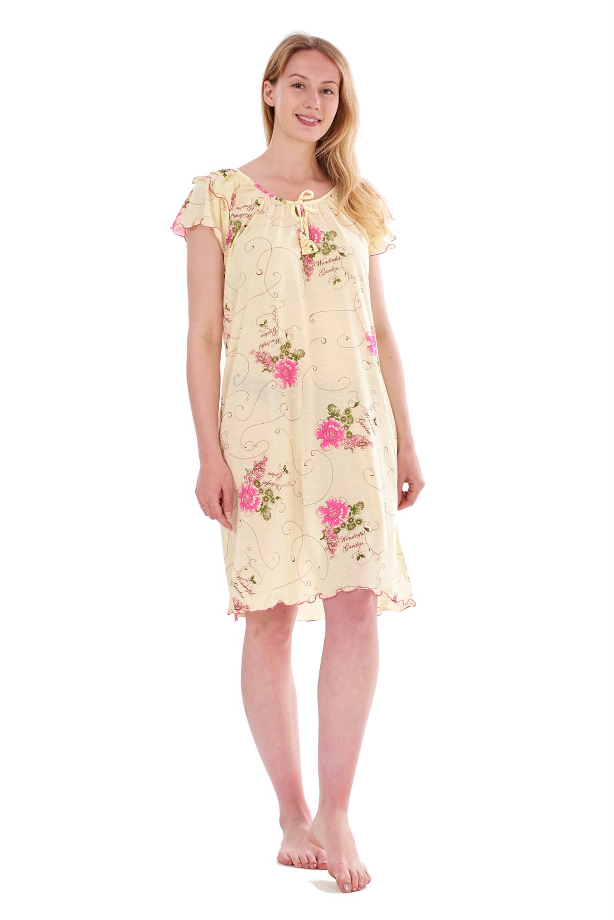 Ladies Short Nightdress Cotton Blend Cap Sleeve Nightwear Peony Floral M to XXXL - Picture 46 of 46