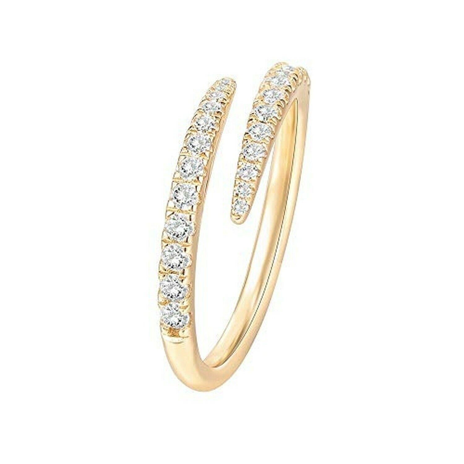Silver Plated Gold Plated Crescent Moon Star CZ Adjustable Wrap Ring Band - Picture 14 of 20
