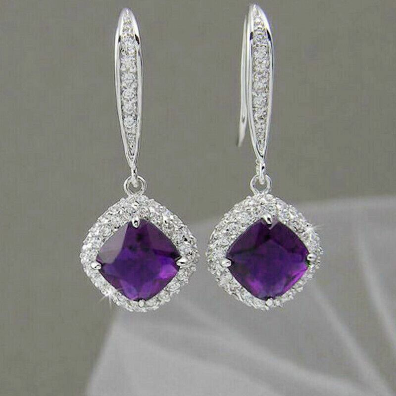 Mode 925 Silber Tropfen Ohrringe 6 Farben Kubik Zirkon Damen Schmuck Geschenk UK - Bild 10 von 11