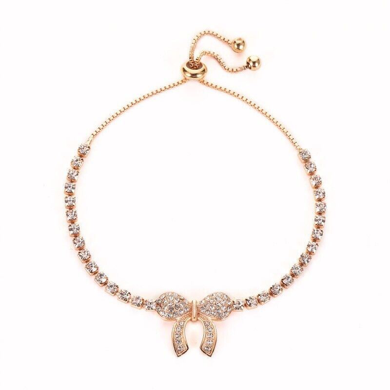 Brazalete Ajustable Moño Nudo Dije Mujeres Niñas Cristal Novia Joyería Regalo - Imagen 9 de 11
