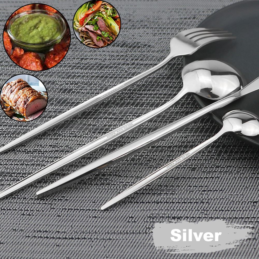 Edelstahl Besteck Sets Geschirr Esszimmer Küche Gabel Löffel Set poliert - Bild 38 von 49