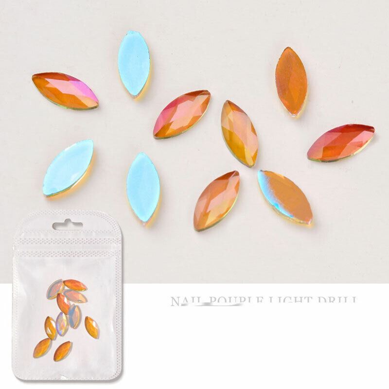 10Pcs Nail Art Glass Diamond Crystal Rhinestones Glitter Gem 3D Flat Back Stones - Picture 21 of 27