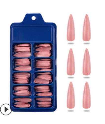 100 Pcs False Nail Tips Matte Full Cover Long Stiletto Fake Nails Art Manicure - Picture 33 of 35
