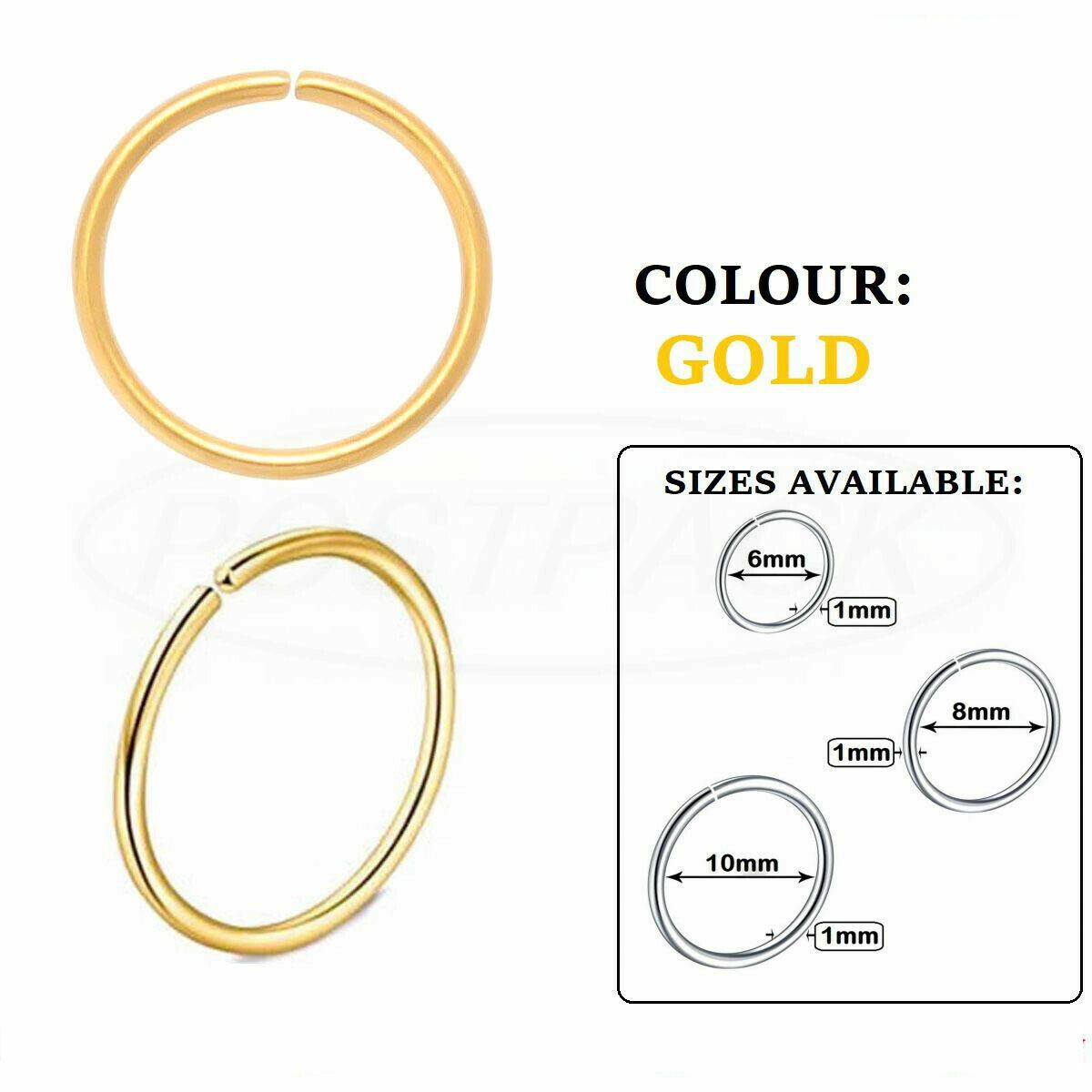 Juego de 3 piezas piercing corporal anillo nariz acero inoxidable aro labio cara oreja tabique hélice - Imagen 7 de 9