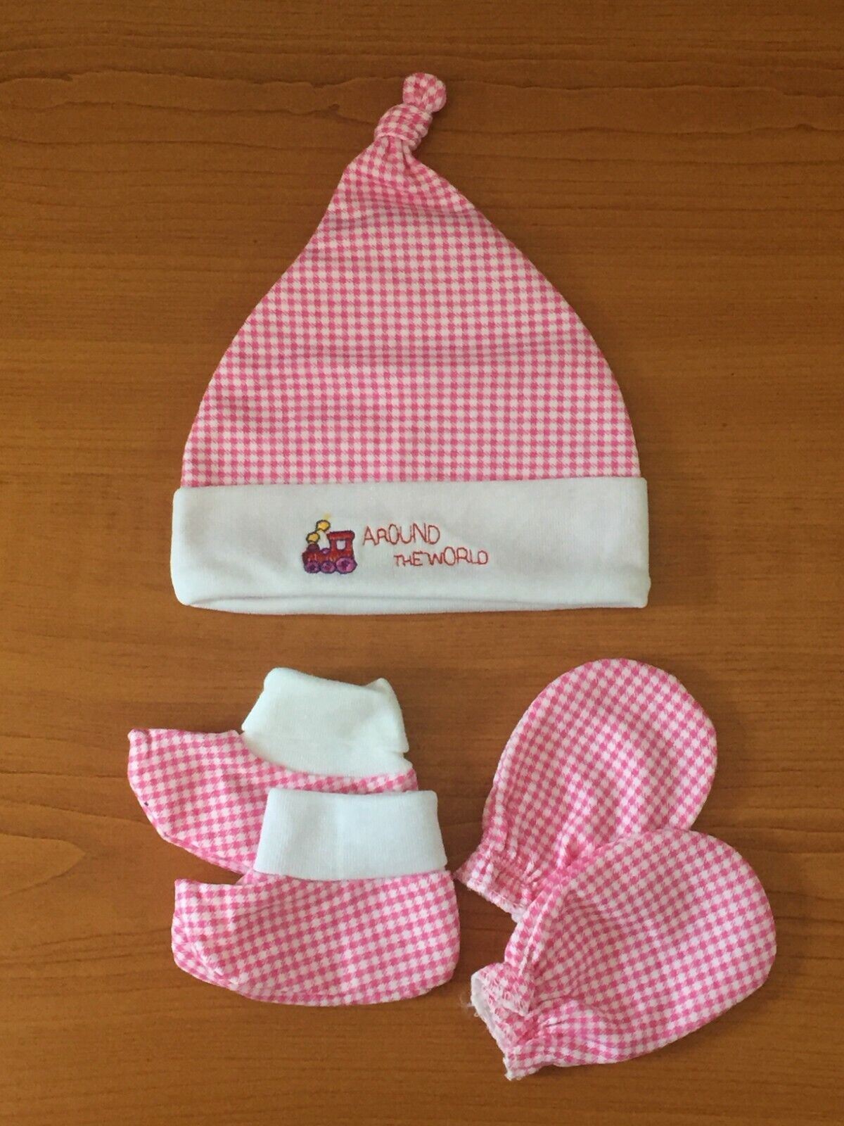 Newborn Baby Beanie Hats and Anti Scratch Mittens Set 100% Cotton Caps Glove 0-6 - Picture 13 of 18