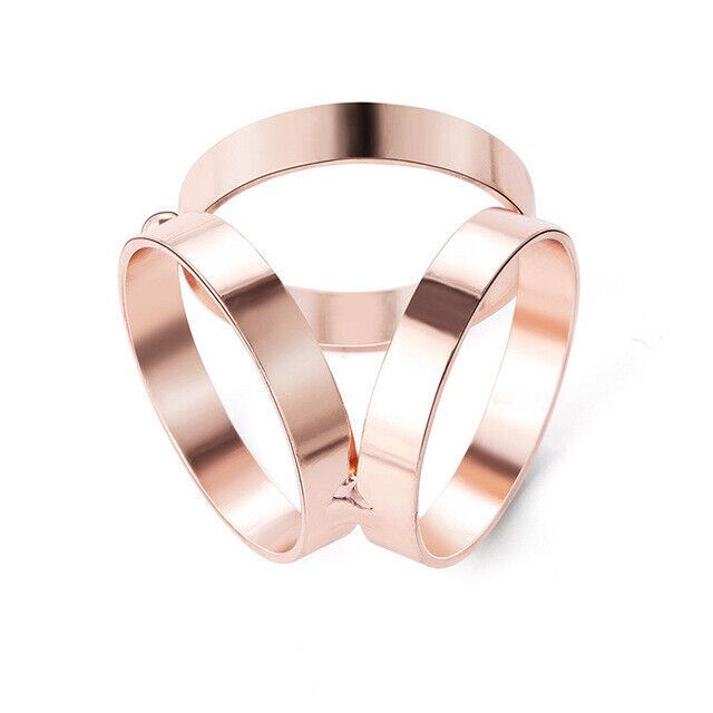 Women Three Ring Scarf Buckle Scarves Clip Brooch Fashion Rose Gold Silver Alloy - Picture 4 of 5