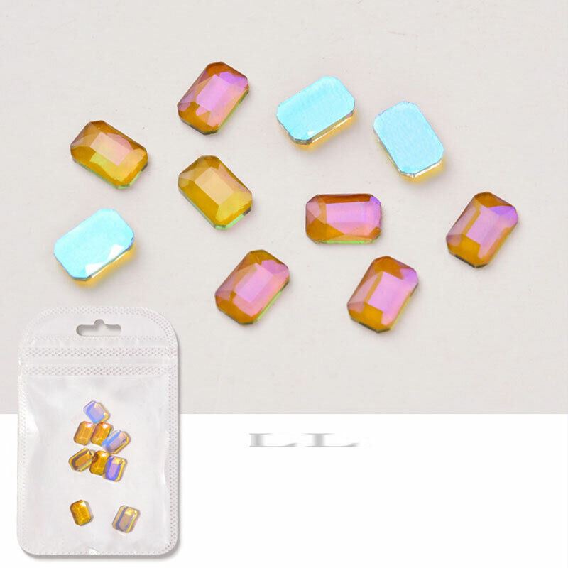 10Pcs Nail Art Glass Diamond Crystal Rhinestones Glitter Gem 3D Flat Back Stones - Picture 17 of 27