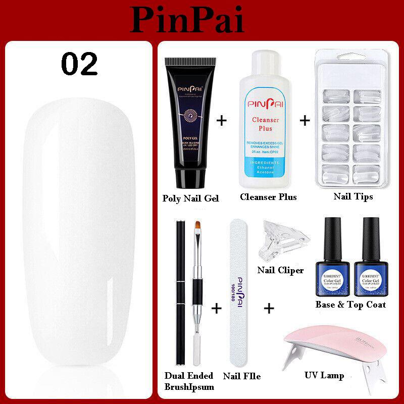 Poly Nail Gel Set 9Pcs Builder Gel Kit Nail Extension Manicure Tool Art DIY Kits