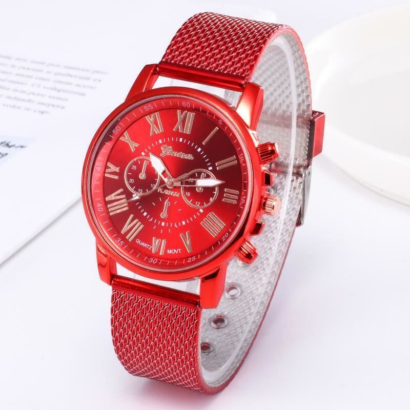 Women Band Wrist Watches Brown Red Black Pink GENEVA Ladies Alloy Mesh Watch - Picture 6 of 7