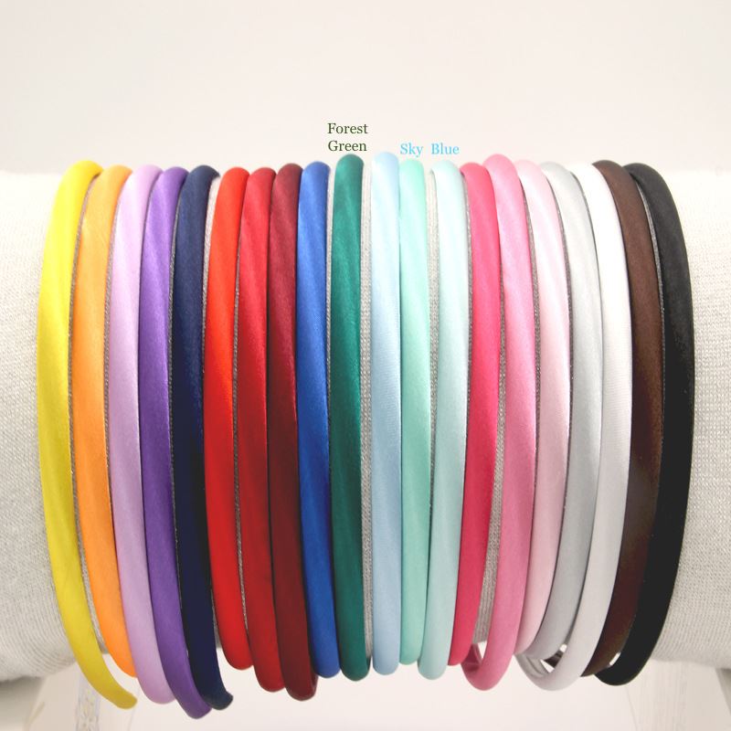 Satin Alice Band Headband Hair Thin Women Ladies Bright Fabric Girls Solid Kids - Picture 35 of 38