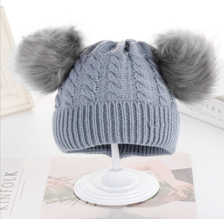 Bebé Niños Niñas Niños Invierno Cálido Tejido Sombrero Suave Peludo Bolas Pompón 0-24 Meses - Imagen 9 de 10