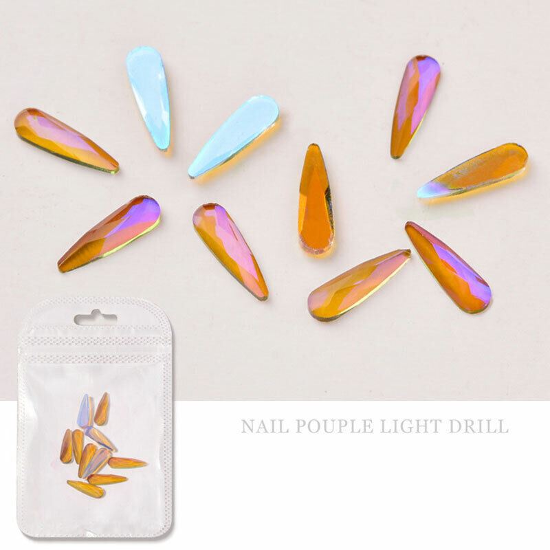 10Pcs Nail Art Glass Diamond Crystal Rhinestones Glitter Gem 3D Flat Back Stones - Picture 26 of 27
