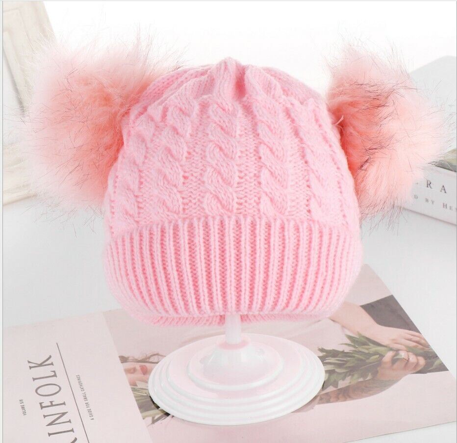Bebé Niños Niñas Niños Invierno Cálido Tejido Sombrero Suave Peludo Bolas Pompón 0-24 Meses - Imagen 10 de 10