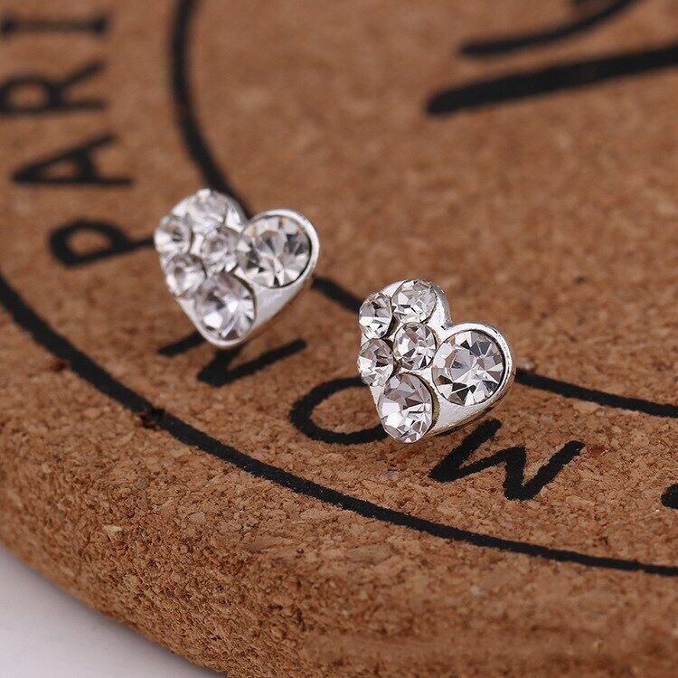 Women/Girls Silver Plated Stud Earrings Heart Crystal Wedding Stud Earrings UK - Picture 16 of 19