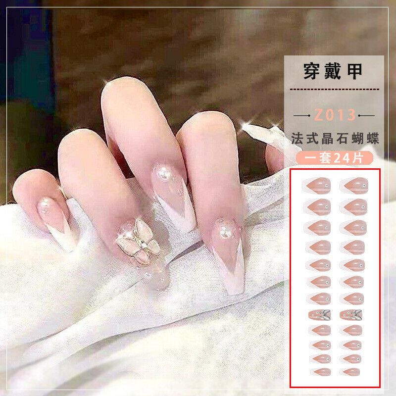 24 Pcs Press On Fake Acrylic Nails Women Girl Manicure 3D Bow Nail Art Glue Gift - Picture 7 of 17