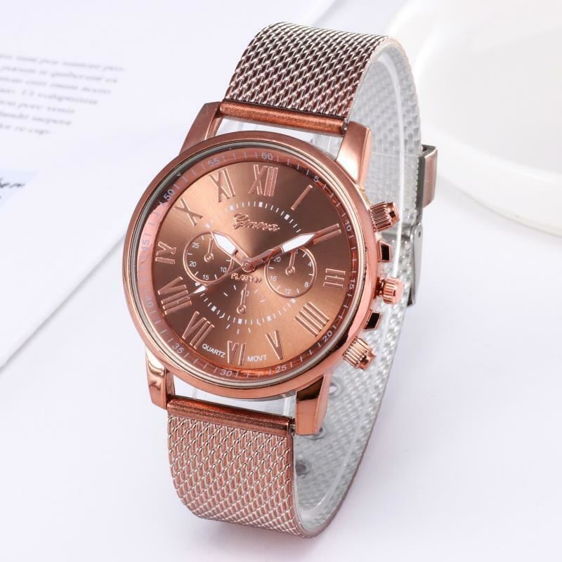 Women Band Wrist Watches Brown Red Black Pink GENEVA Ladies Alloy Mesh Watch - Picture 3 of 7