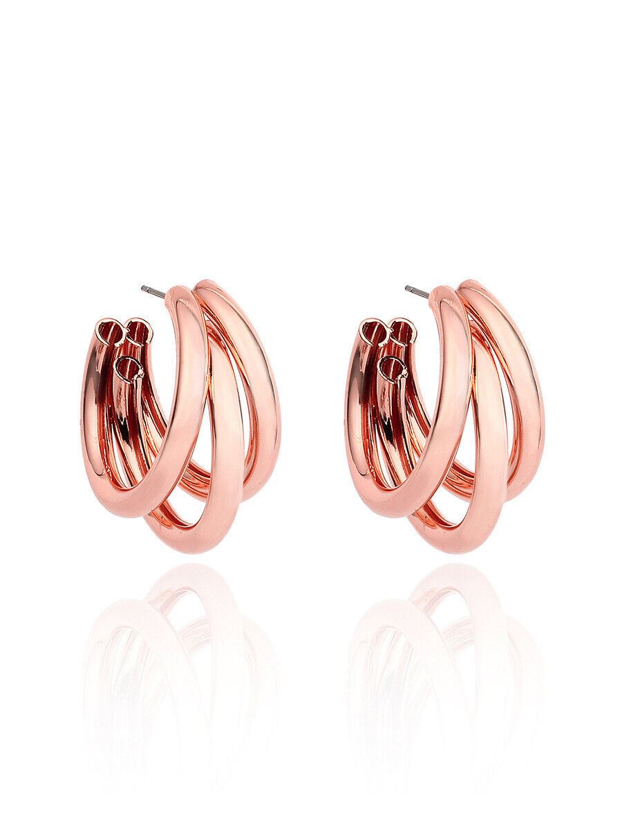 Pendientes de aro triples 30 mm oro plata redondos gruesos estilo joyería de moda - Imagen 13 de 15