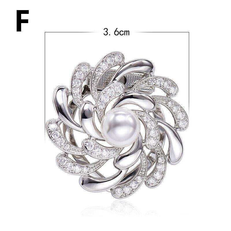Women Round Circle Silk Scarf Ring Pin Brooch Buckle Rhinestone T-Shirt Clip - Picture 36 of 36