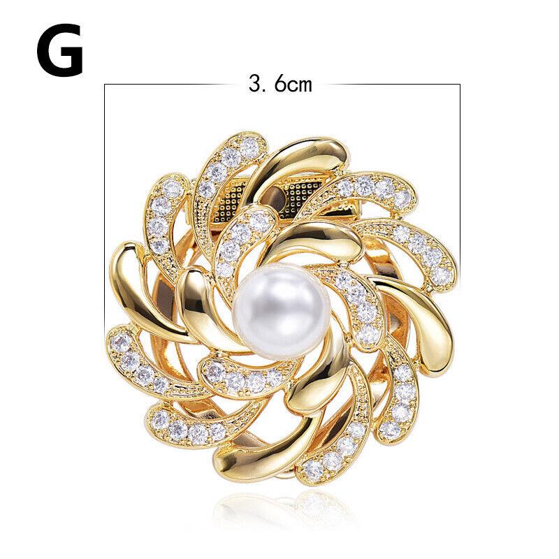 Women Round Circle Silk Scarf Ring Pin Brooch Buckle Rhinestone T-Shirt Clip - Picture 34 of 36