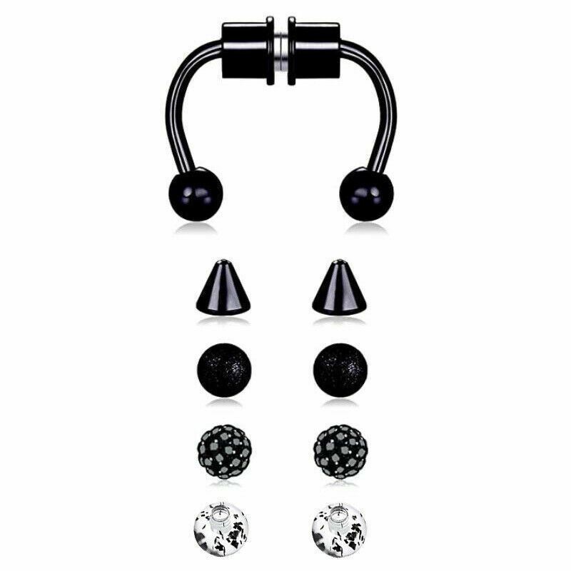 Nicht Piercing Magnet Stahl Ohr Nasen Ringe Fake Piercing Septum Clip 5 Stück Perlen - Bild 10 von 14