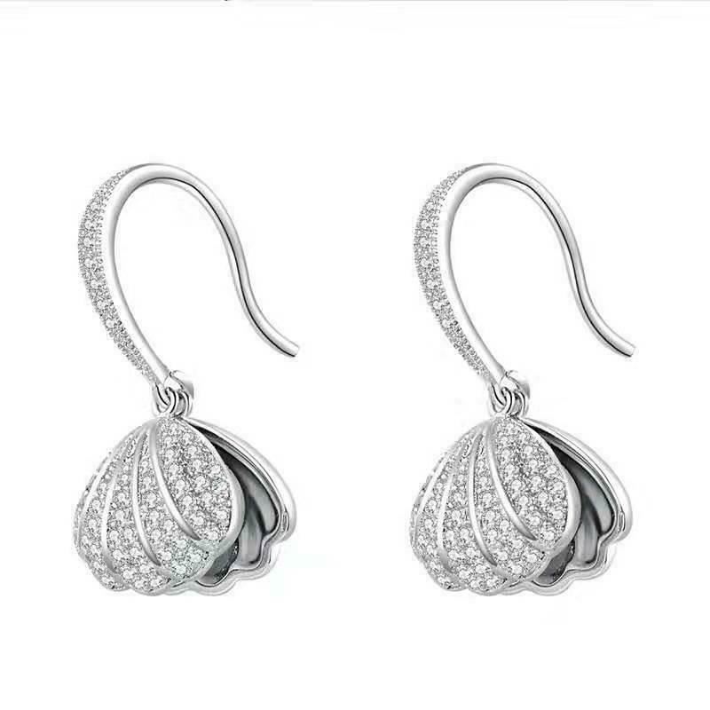 Hook Drop Women Earrings with White Pearl Stud Jewellery Gift for Girls - Picture 9 of 9