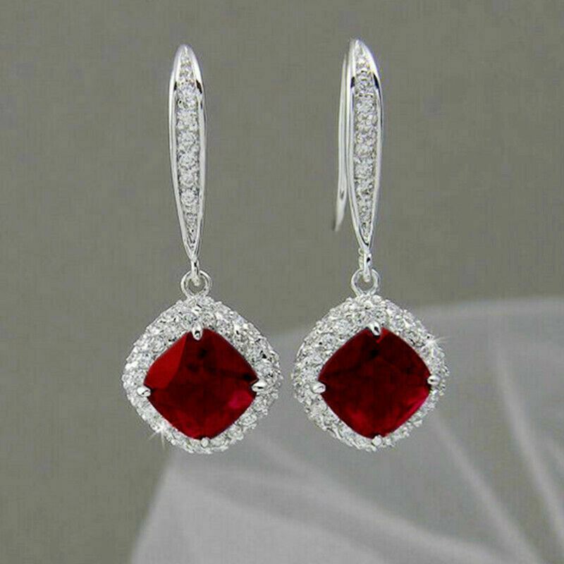 Mode 925 Silber Tropfen Ohrringe 6 Farben Kubik Zirkon Damen Schmuck Geschenk UK - Bild 11 von 11