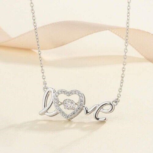 New Rose Gold Silver Crystal Love Pendant Chain Necklace Gift Womens Jewellery - Picture 5 of 5