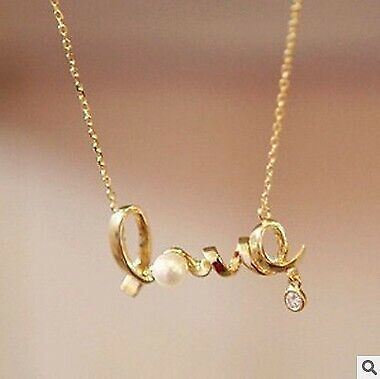 Crystal Love Pendant Chain Necklace New Gold Silver Gift Women Jewellery UK - Picture 7 of 8