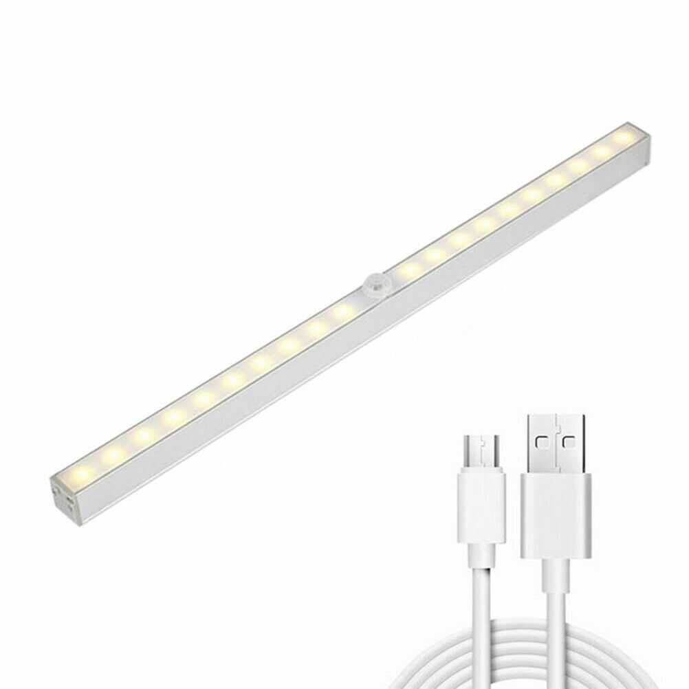 Lámpara LED Gabinete Inalámbrico Armario Luz PIR Movimiento Recargable Tira Sensor USB - Imagen 18 de 20