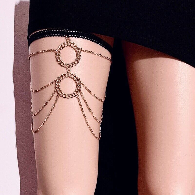 Women Leg Sexy Thigh Multilayer Chain Pendant Crystal Beach Body Chain Jewellery - Picture 8 of 43