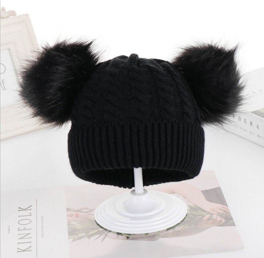 Bebé Niños Niñas Niños Invierno Cálido Tejido Sombrero Suave Peludo Bolas Pompón 0-24 Meses - Imagen 8 de 10