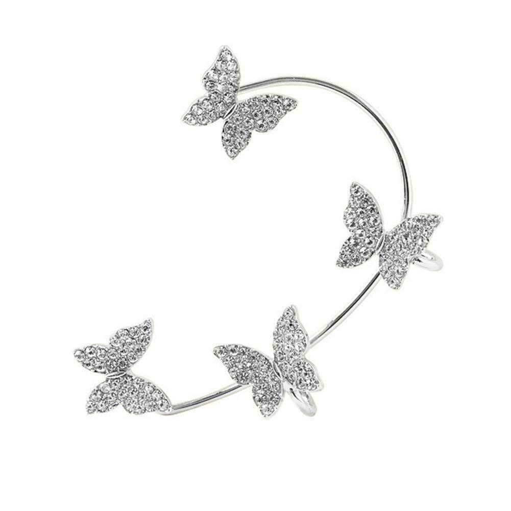 Butterfly Ear Cuff Silver Gold Zircon Clip Non Piercing Wrap Jewellery Earring
