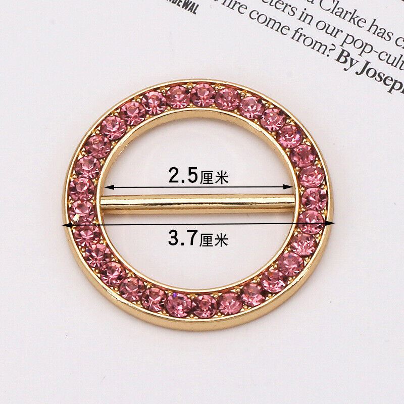 Women Girls T-Shirt Clip Round Circle Silk Scarf Ring Pin Buckle Rhinestone Gift - Picture 4 of 9
