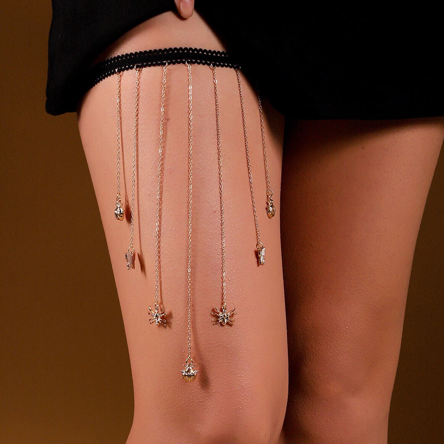 Women Leg Sexy Thigh Multilayer Chain Pendant Crystal Beach Body Chain Jewellery - Picture 31 of 43