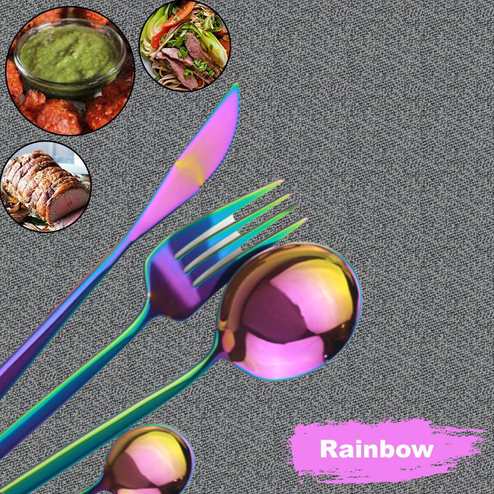 Edelstahl Besteck Sets Geschirr Esszimmer Küche Gabel Löffel Set poliert - Bild 20 von 49