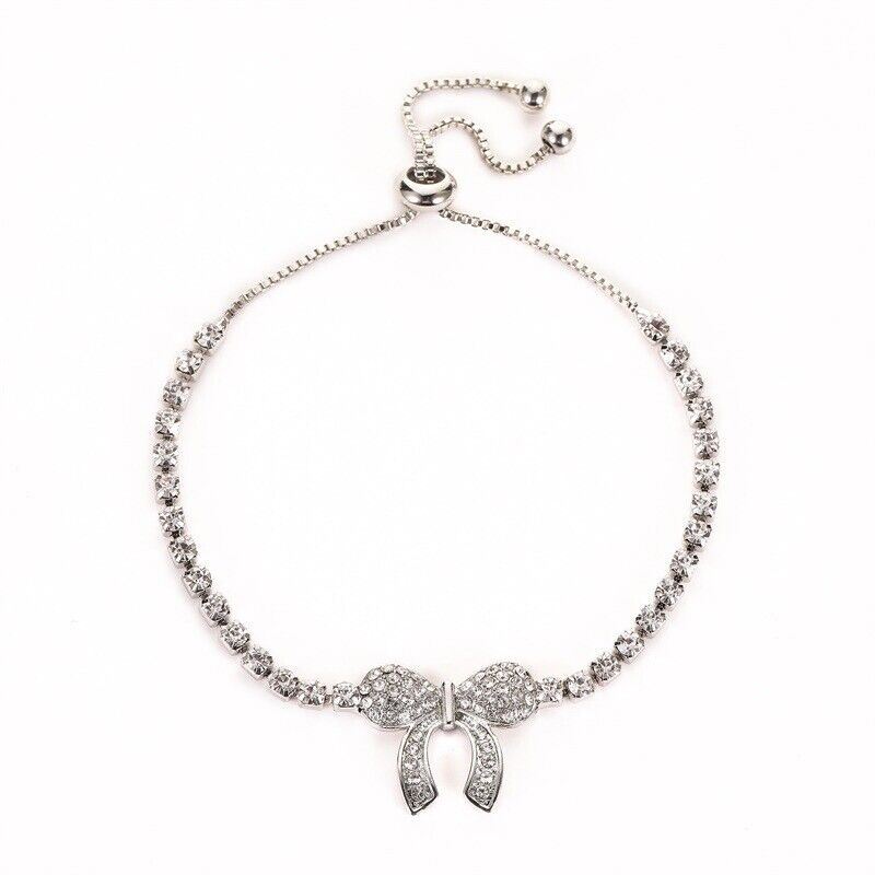 Brazalete Ajustable Moño Nudo Dije Mujeres Niñas Cristal Novia Joyería Regalo - Imagen 10 de 11