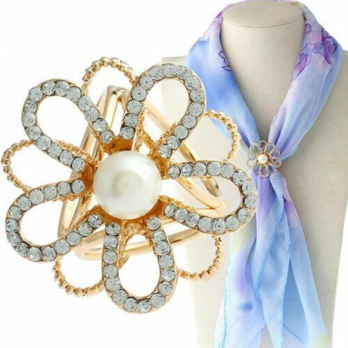 SELOVO Big Flower Statement Brooch Pin - Gold Tone Rhinestone For Scarves, Jackets & Dresses