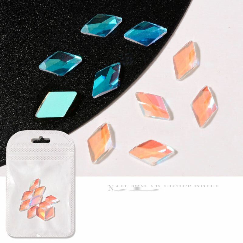 10Pcs Nail Art Glass Diamond Crystal Rhinestones Glitter Gem 3D Flat Back Stones - Picture 12 of 27