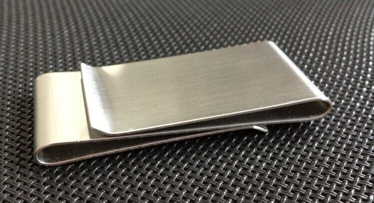 Silver Black Stainless Steel Money Clip Note Thin Cash Wallet Card Holder Gift - Picture 3 of 3