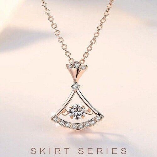 Ladies Crystal Skirt Necklace Chain Rose Gold Silver Colour Anniversary Gift - Picture 2 of 3