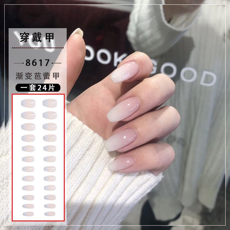 24 Pcs Women Ballerina Fake Nail Press On Long False French Manicure Full Cover - Picture 13 of 16