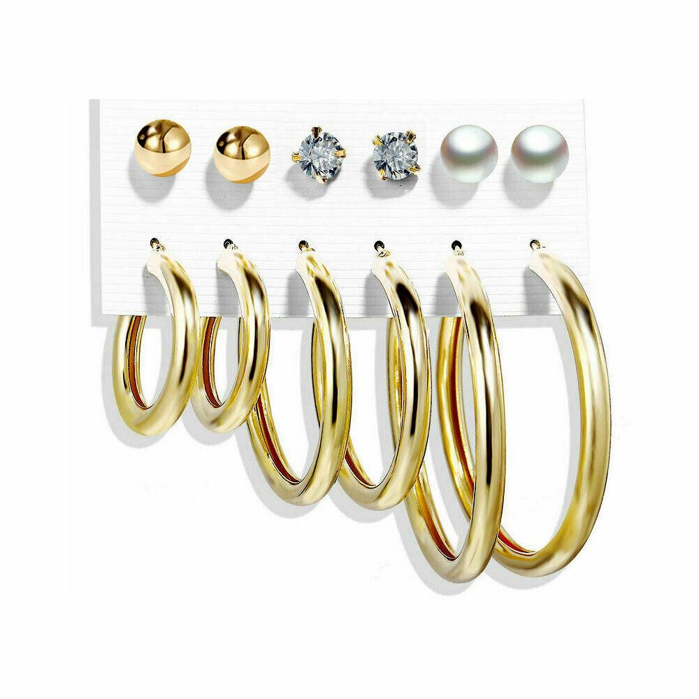 Juego de 6 pares de pendientes de borla bohemia aro perla colgante gota para mujer - Imagen 8 de 11