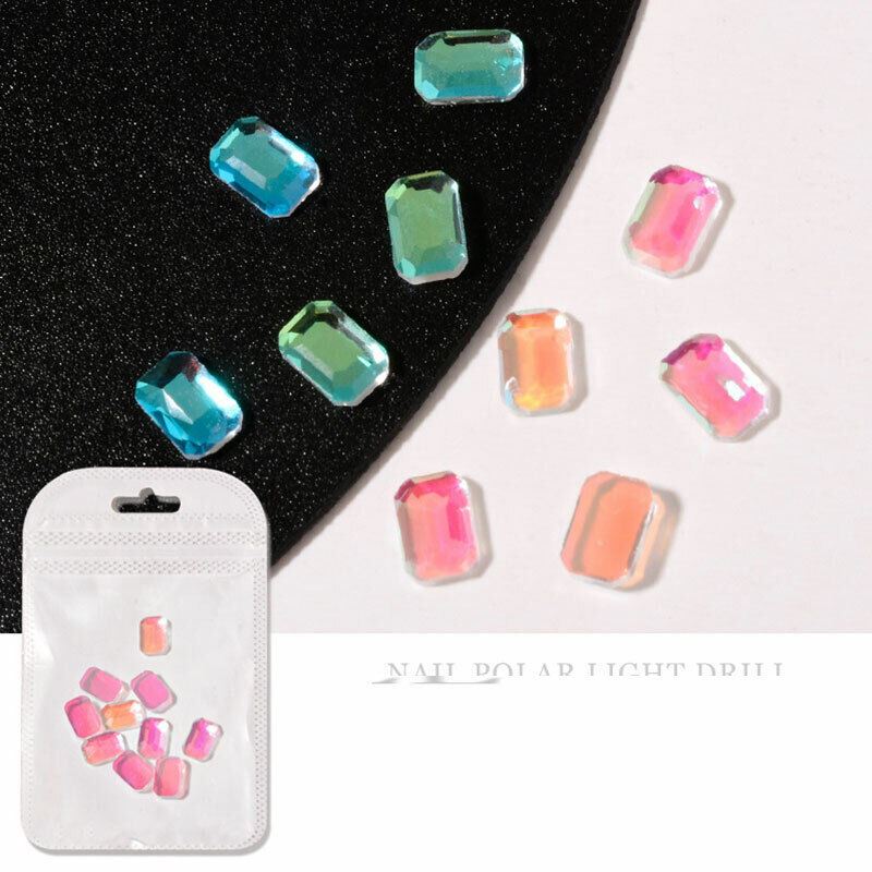 10Pcs Nail Art Glass Diamond Crystal Rhinestones Glitter Gem 3D Flat Back Stones - Picture 5 of 27