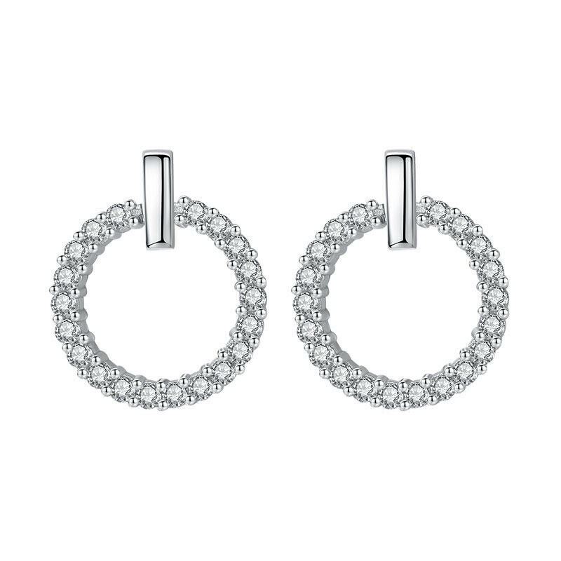 Silver Plated Gold Rose Gold Crystal Zircon Circle Stud Drop Women Girl Earrings