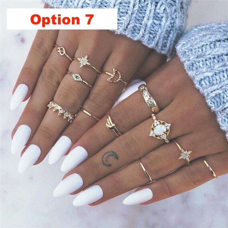 Boho Silver Gold Colour Yin Yang Knuckle Ring Set Women Girl Vintage Toe Thumb - Picture 9 of 11